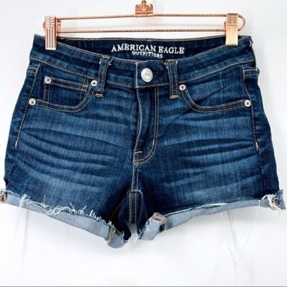 American eagle outfitters shorties shorts size 2 blue denim BoxS - Picture 1 of 5